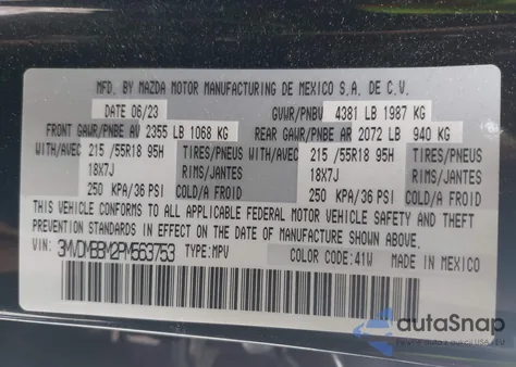 2023 Mazda Cx-30 2.5 S Select из США, поврежденный, VIN 3MVDMBBM2PM563753